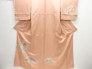 未使用品　仕立て上がり　金彩波に小舟・枝花模様訪問着